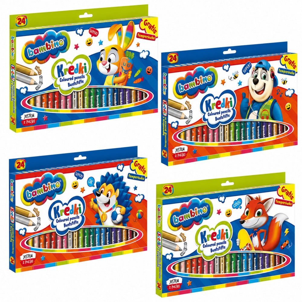 BAMBINO Thick wooden colored pencils with sharpener 24 colors