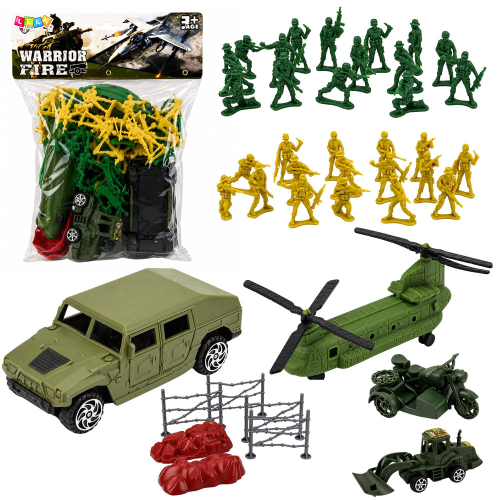 Military set soldiers helicopter vehicles base 58-piece