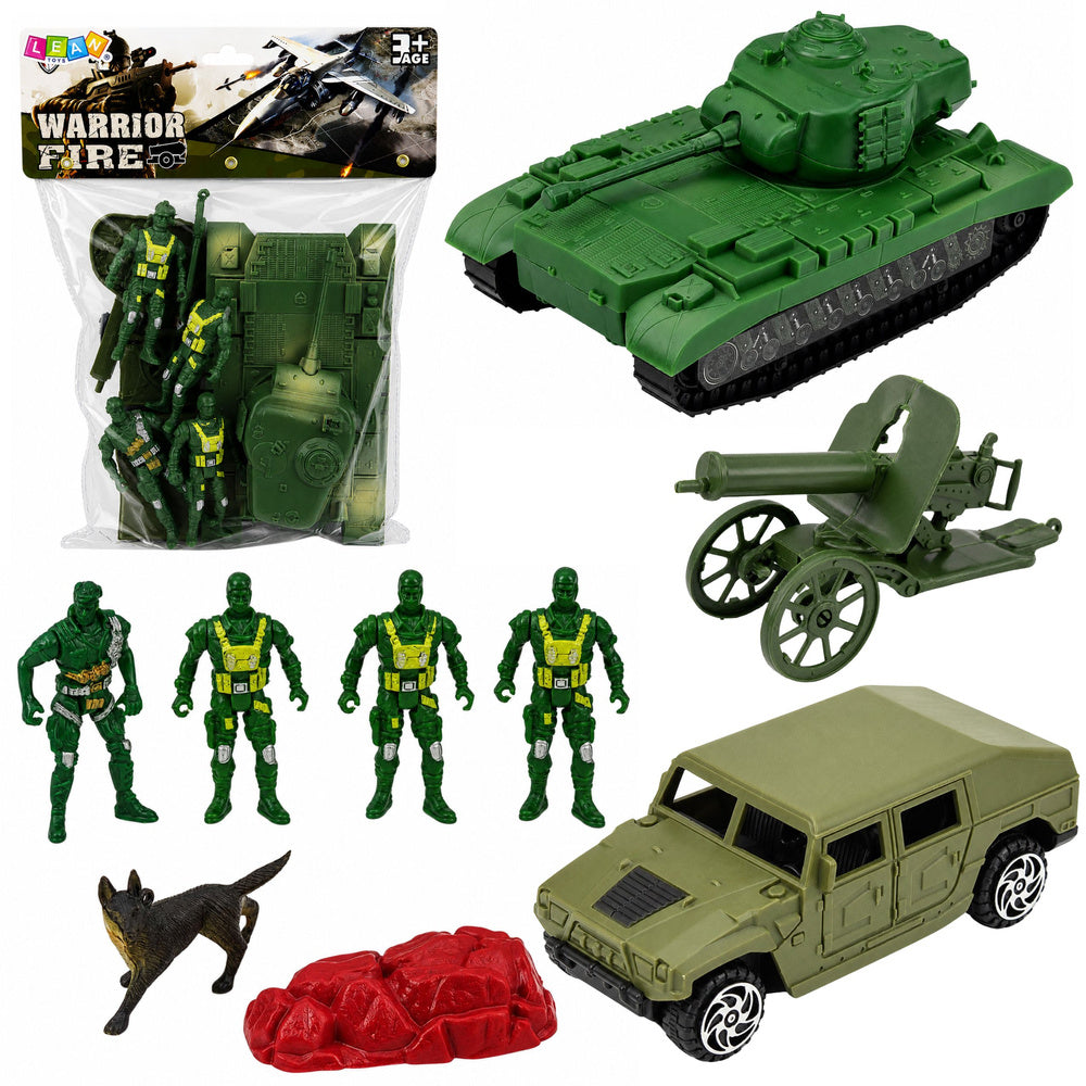Military set soldiers tank vehicle cannon 13-piece