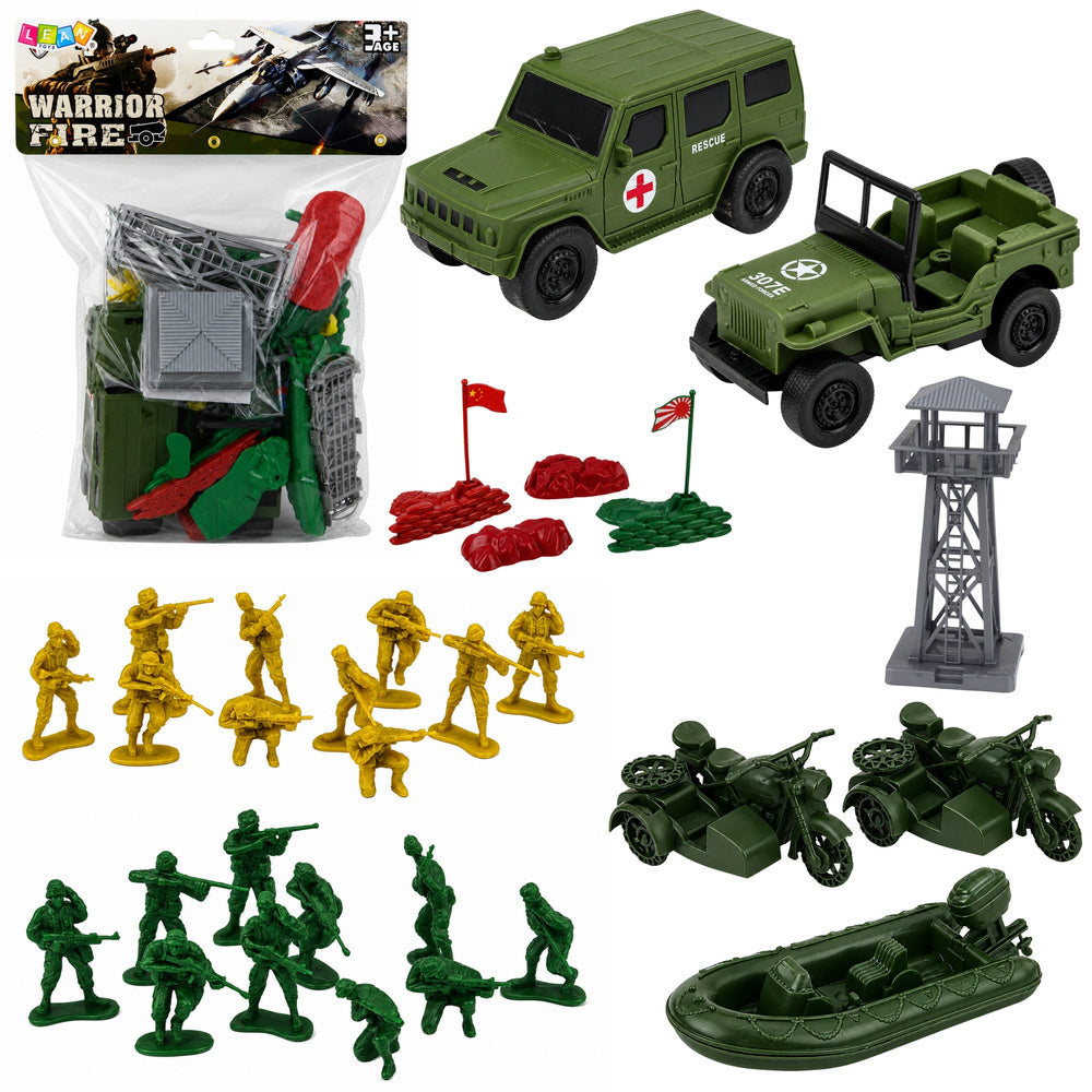 Military Set Soldiers Vehicles Military Base Tower Figures 46-piece