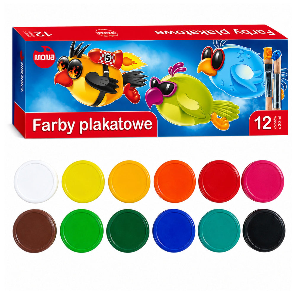 MONA School Opaque Watercolors 12 colors x 20 ml