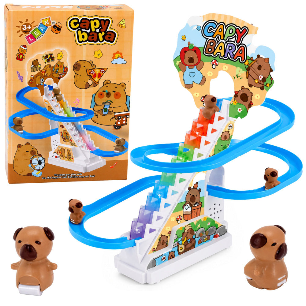 Slide for capybaras: movable stairs, figures, lights, sounds