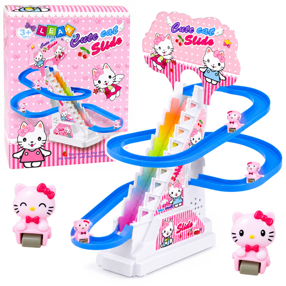 Slide for kittens, moving stairs, figures, lights, sounds