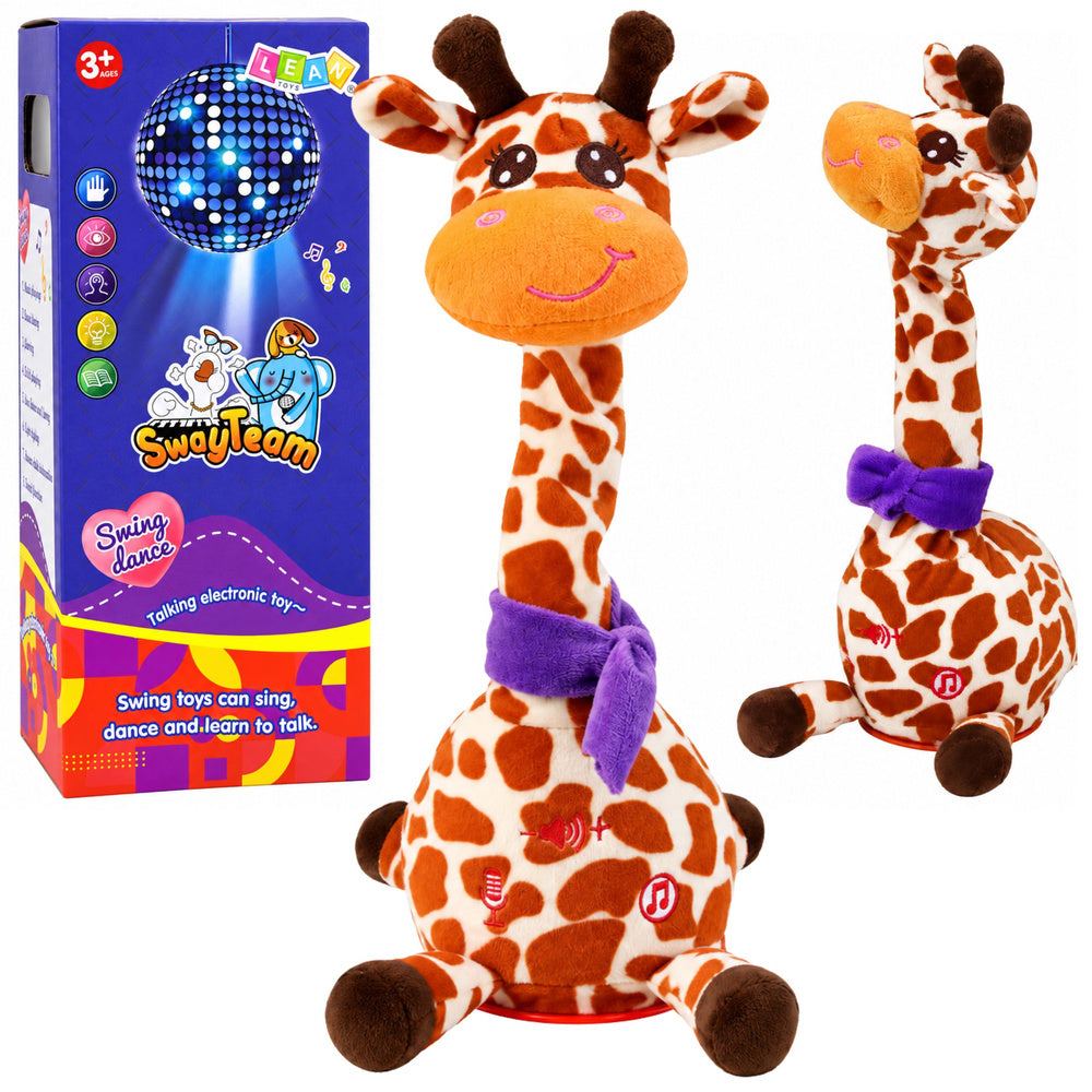 Interactive plush giraffe dances, sings and repeats sounds, brown, 30 cm