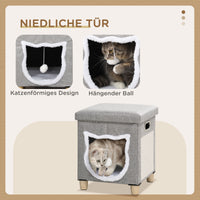 Cat cave, cat house, incl. play ball, washable cushion, 35.5 cm x 35.5 cm x 42.5 cm (7)