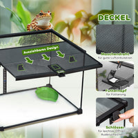 Reptile Terrarium Feeding Box Glass Terrarium for Amphibians and Arachnids with Thermometer Reptile Breeding Box (5)