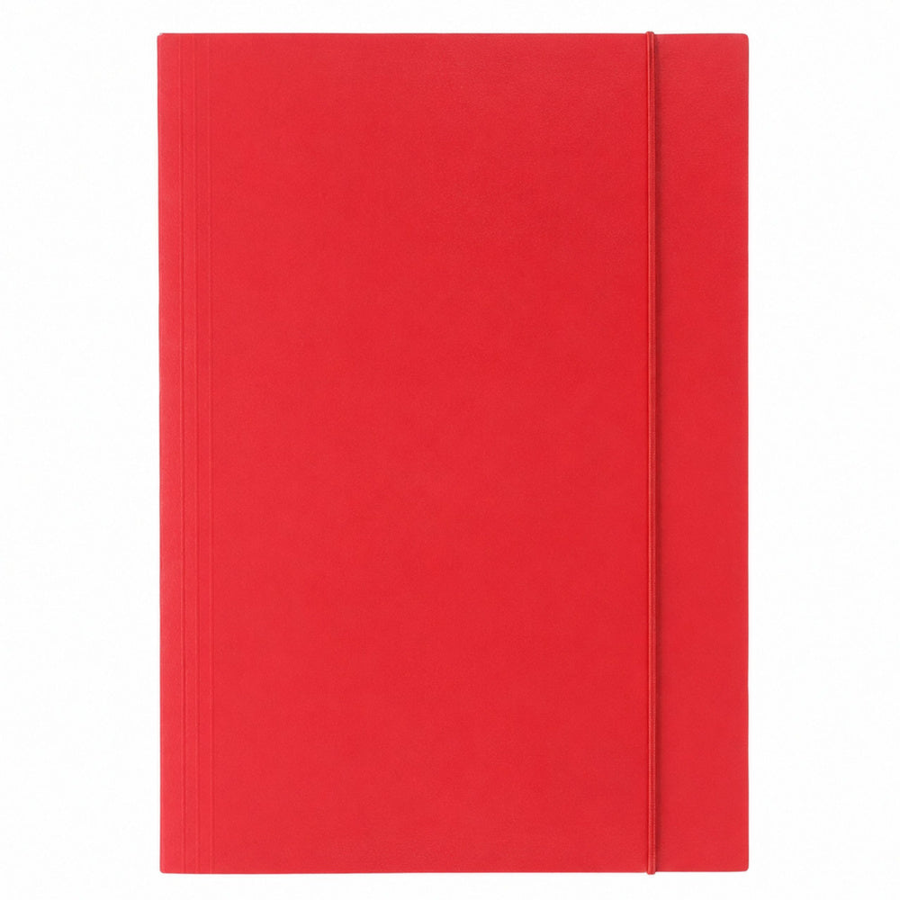 Red glossy cardboard folder with elastic band A4+ 300 g/m² – packaging