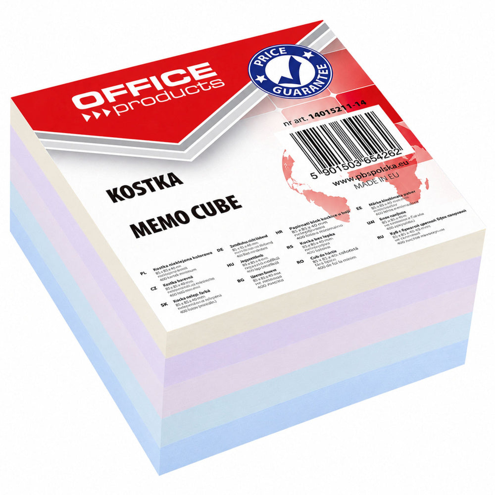 Glued memo cube 85x85x40 mm assorted colors OFFICE PRODUCTS
