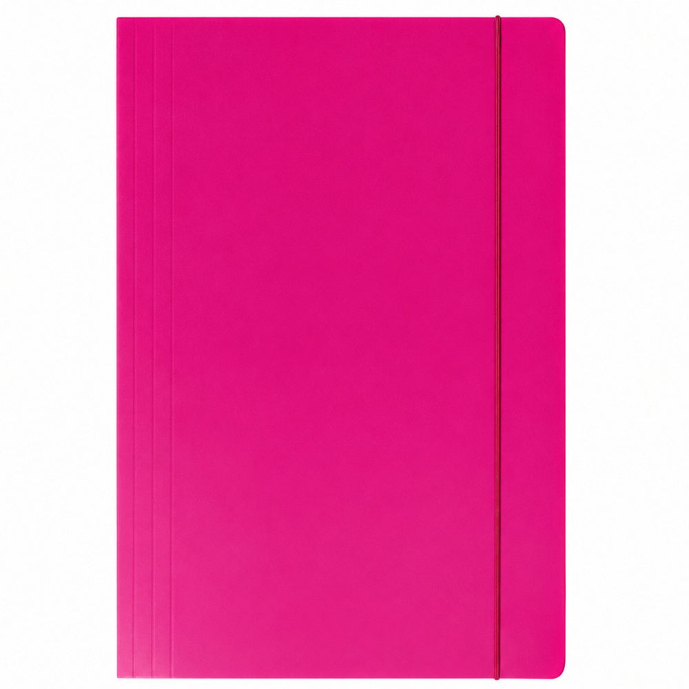 Pink varnished cardboard folder with elastic band A4+ 300 gsm – packaging