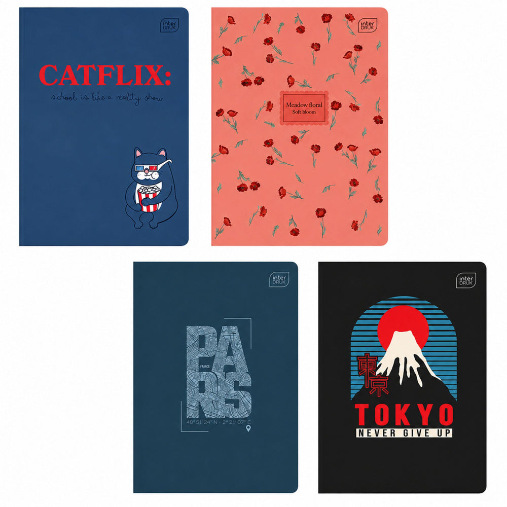 INTERDRUK A5 Exercise Book Blank 60 Sheets Various Designs