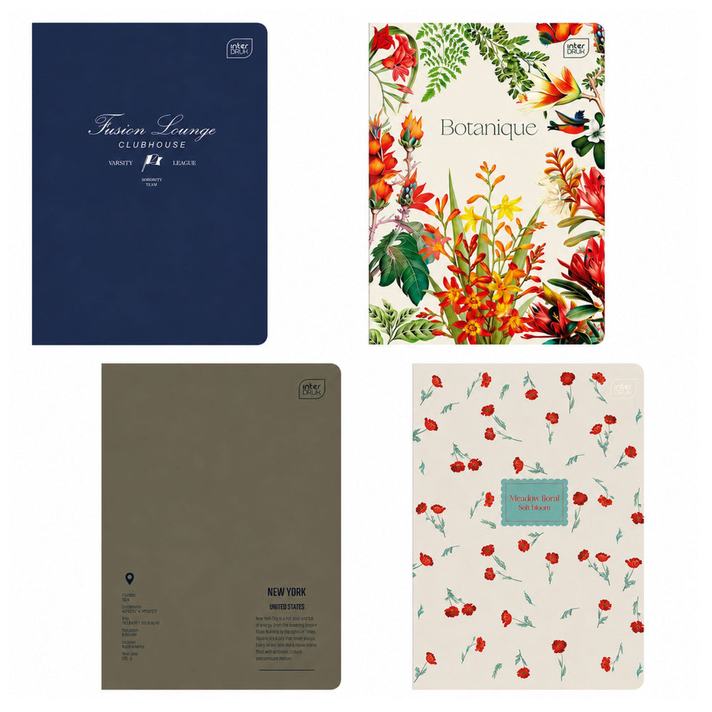 INTERDRUK A5 exercise book with wide lines 96 sheets assorted designs
