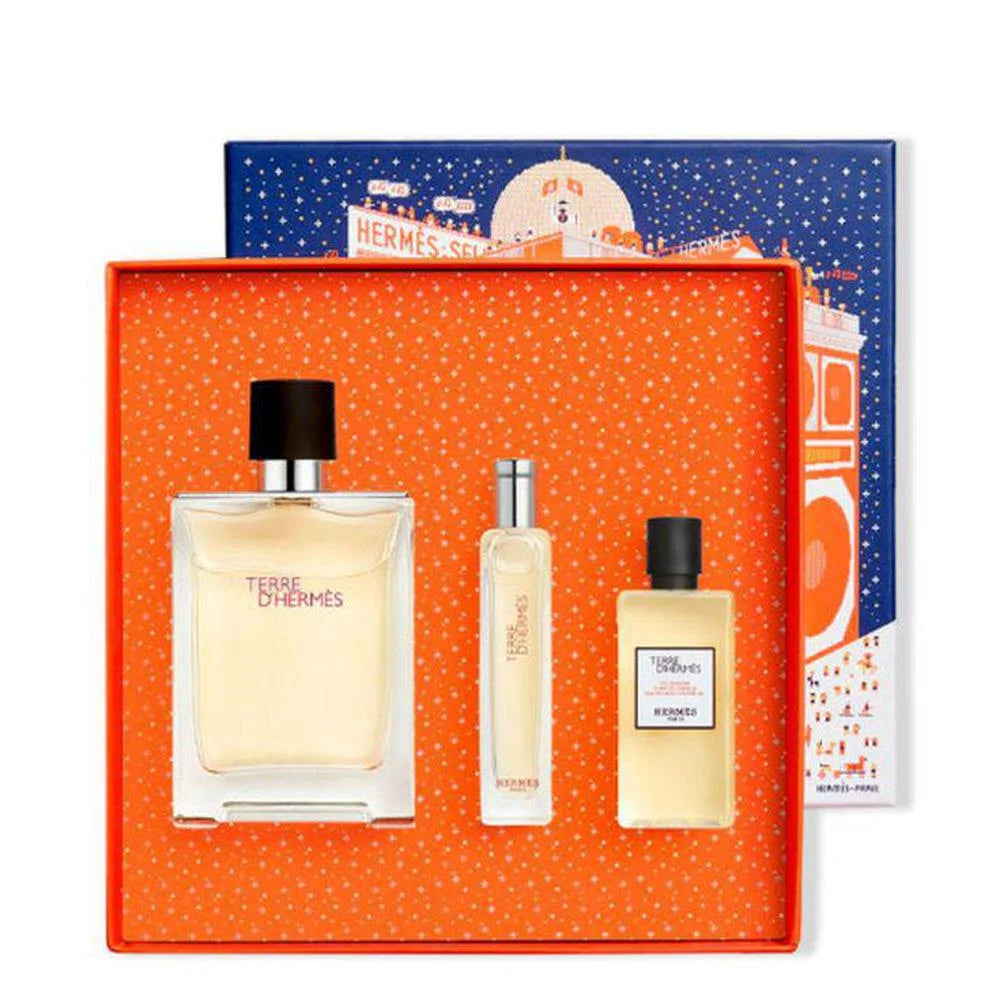 Hermès Terre d'Hermès Eau de Toilette 100ml, Body Gel 40ml, Travel Spray