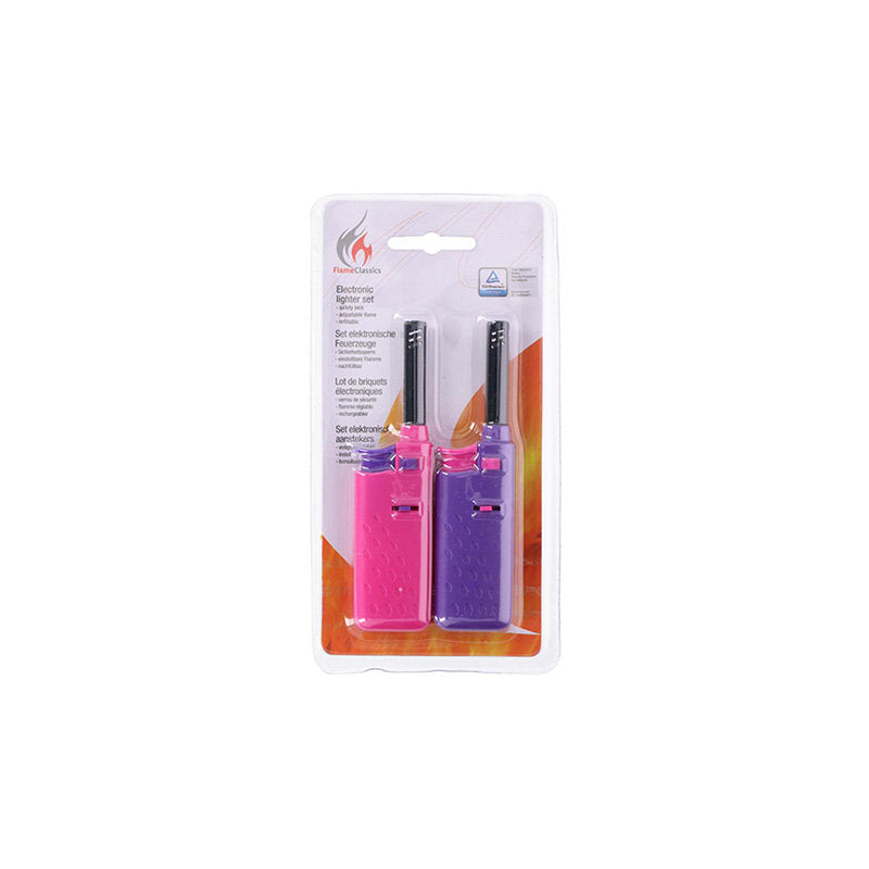 BBQ - Gas lighter for grilling / kitchen 14 cm 2 pcs. (pink / purple)