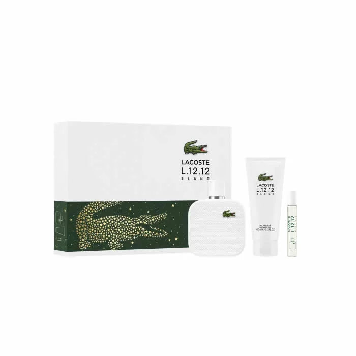 Lacoste L.12.12 Blanc Men Eau De Toilette Spray 100ml 3-Piece Set