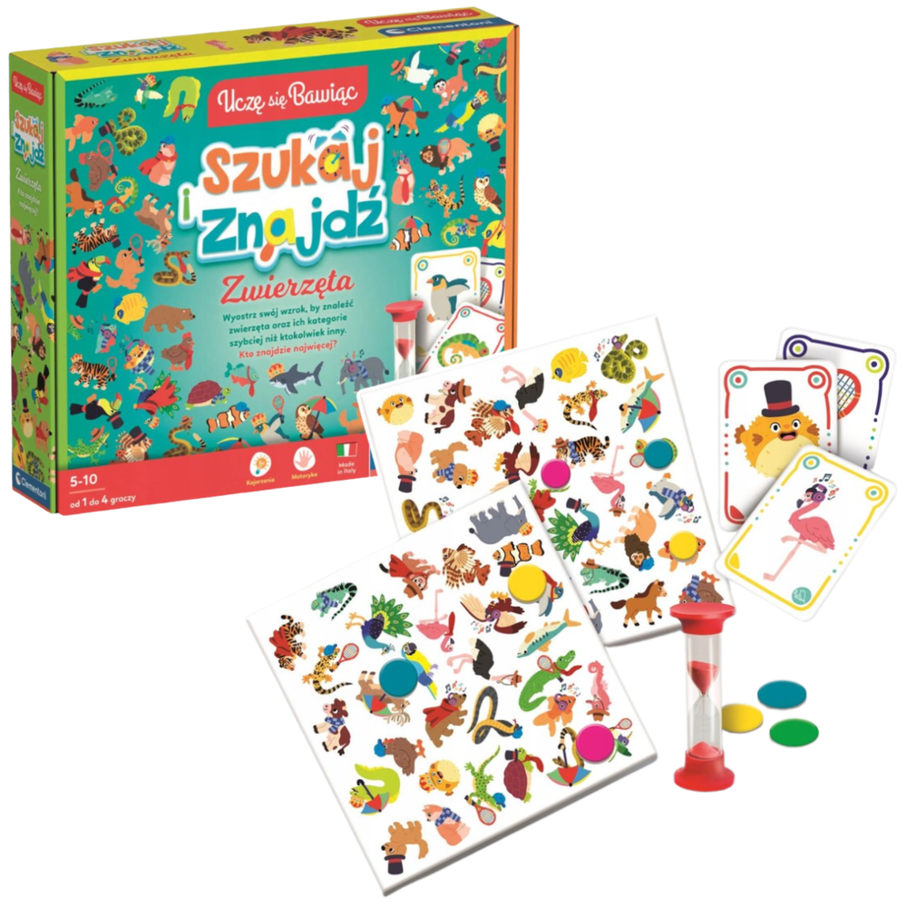 Board game Search and Find Animals Polish language Clementoni 50291
