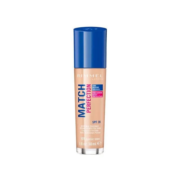 Rimmel London Match Perfection Foundation SPF20 101 Classic Ivory 30ml