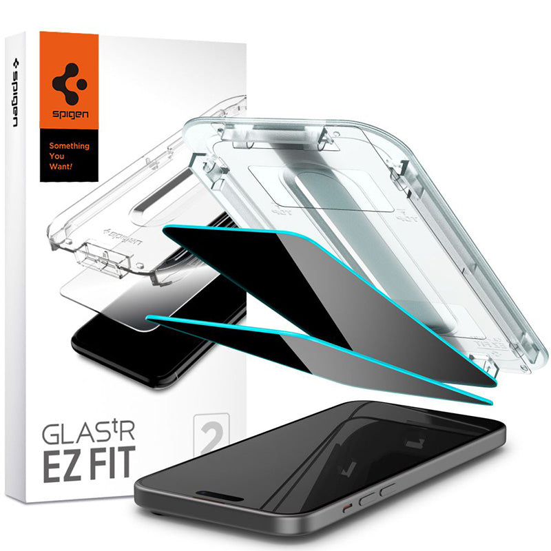 Spigen GLAS.tR EZ FIT Privacy - Tempered glass with privacy filter for iPhone 15 / 16 2-pack