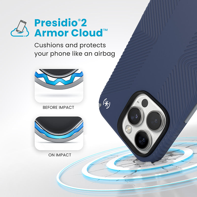 Speck Presidio2 Grip Case - iPhone 16 Pro Max (Coastal Blue / Dusty Gray / White) (2)