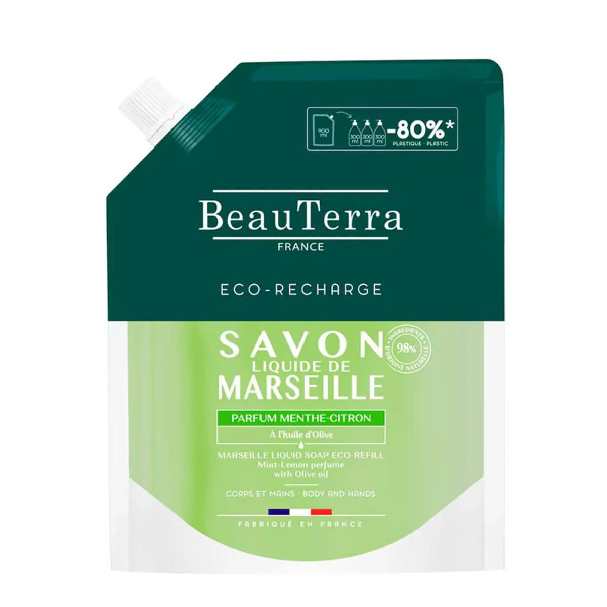 Beauterra Marseille Mint-Lemon Soap Refill 900ml