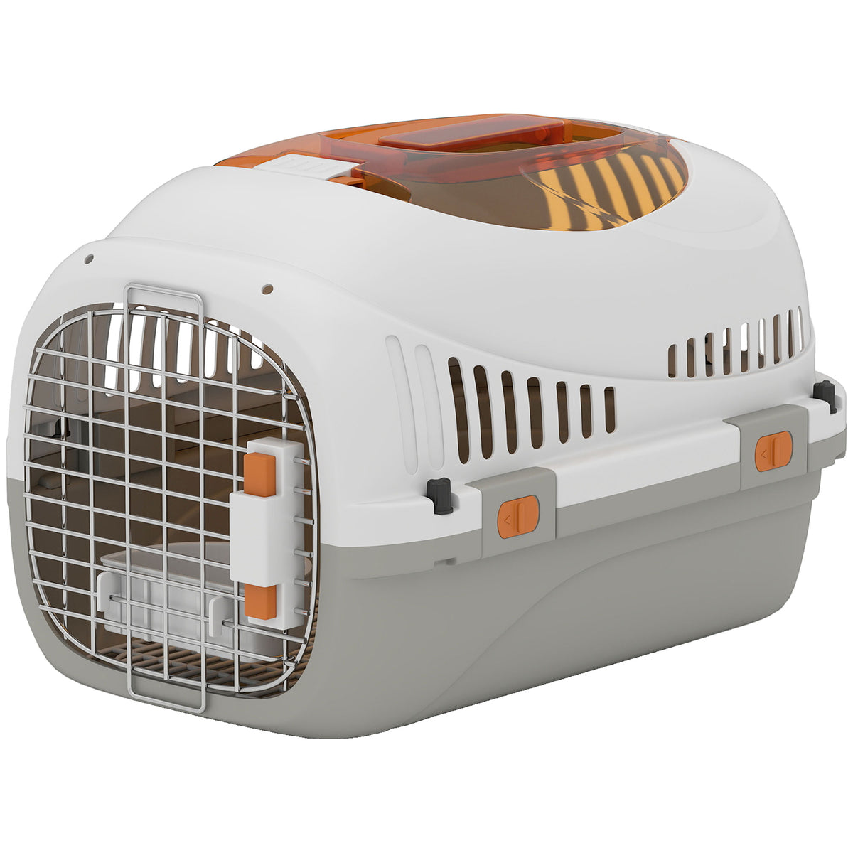 Transport crate, pet carrier for cats and miniature dogs up to 4kg, dog crate with roof opening and food bowl