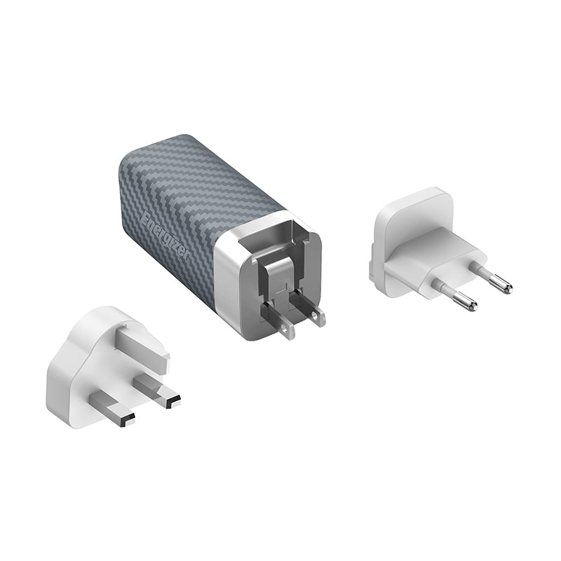 Energizer Ultimate - Multiplug EU / UK / US GaN USB-C and USB-A 65W PD Wall Charger (Silver) (2)