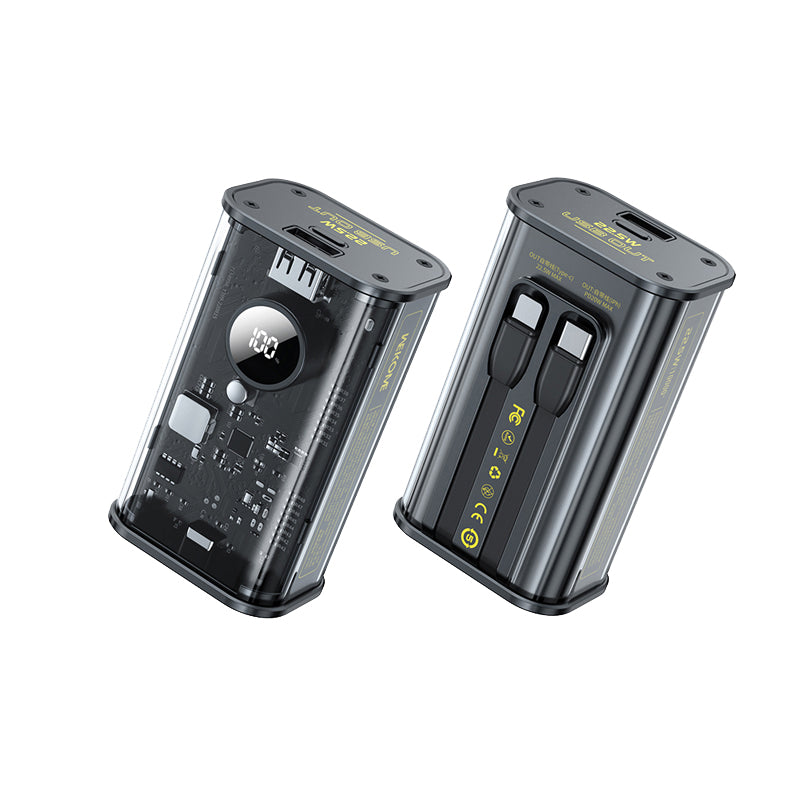 WEKOME WP-345 Vanguard Series - Power bank 10000 mAh Fast charging with built-in USB-C & Lightning cable PD 20W