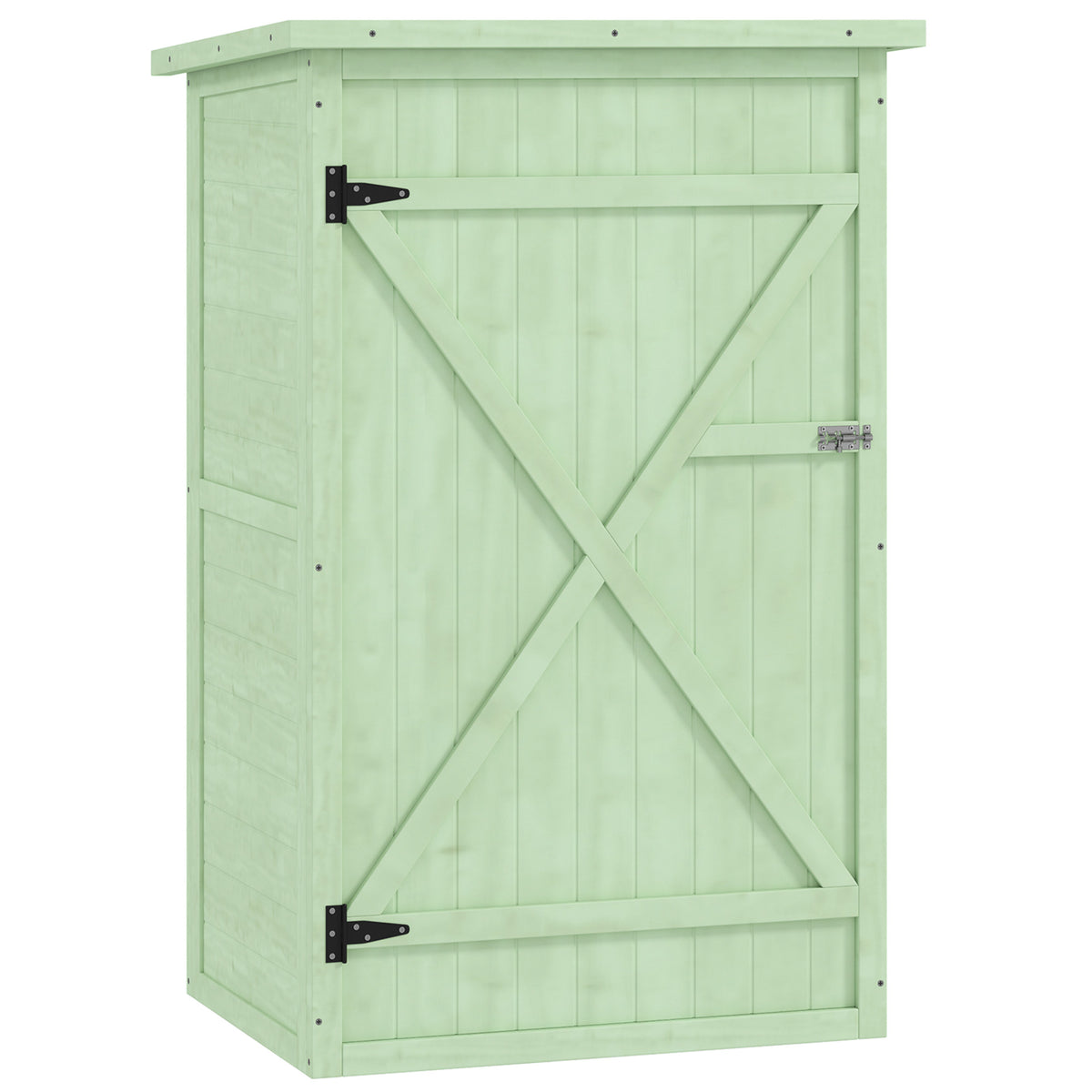 Wooden Garden Cabinet Tool Shed with Shelf Lockable Door Floor Panel Asphalt Pent Roof 75 x 56 x 115 cm