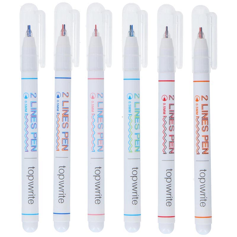 Topwrite - Double line ballpoint pen set, 6 pieces