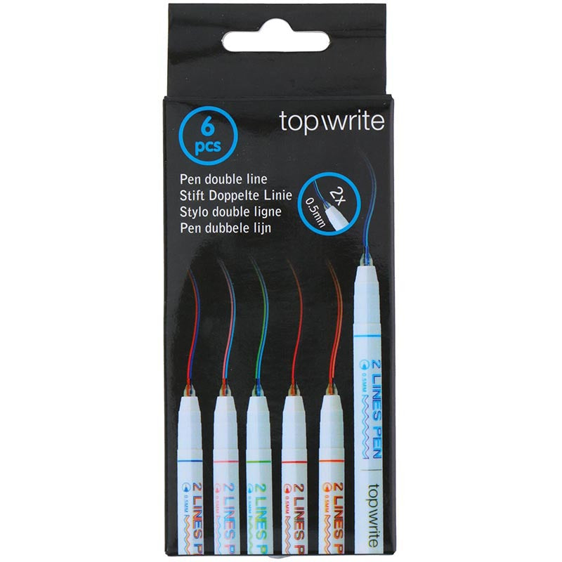 Topwrite - Double line ballpoint pen set, 6 pieces (2)