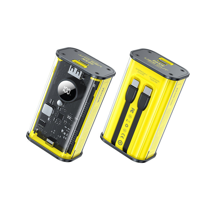 WEKOME WP-345 Vanguard Series - 10000 mAh power bank with fast charging and built-in USB-C and Lightning cables