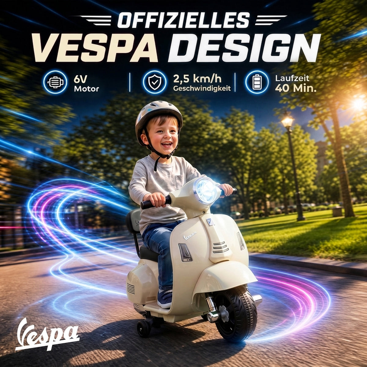 Electric Motorcycle for Kids Mini Vespa GTS 6V Electric Motorbike with Lithium Battery Ergonomic Seat Backrest (4)