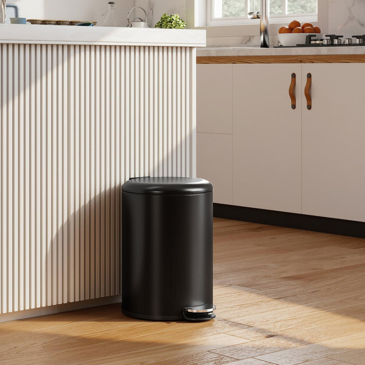 20-Liter Kitchen Trash Can, Fingerprint-Resistant Metal Waste Bin with Soft-Close Lid, Foot Pedal, and Removable (2)