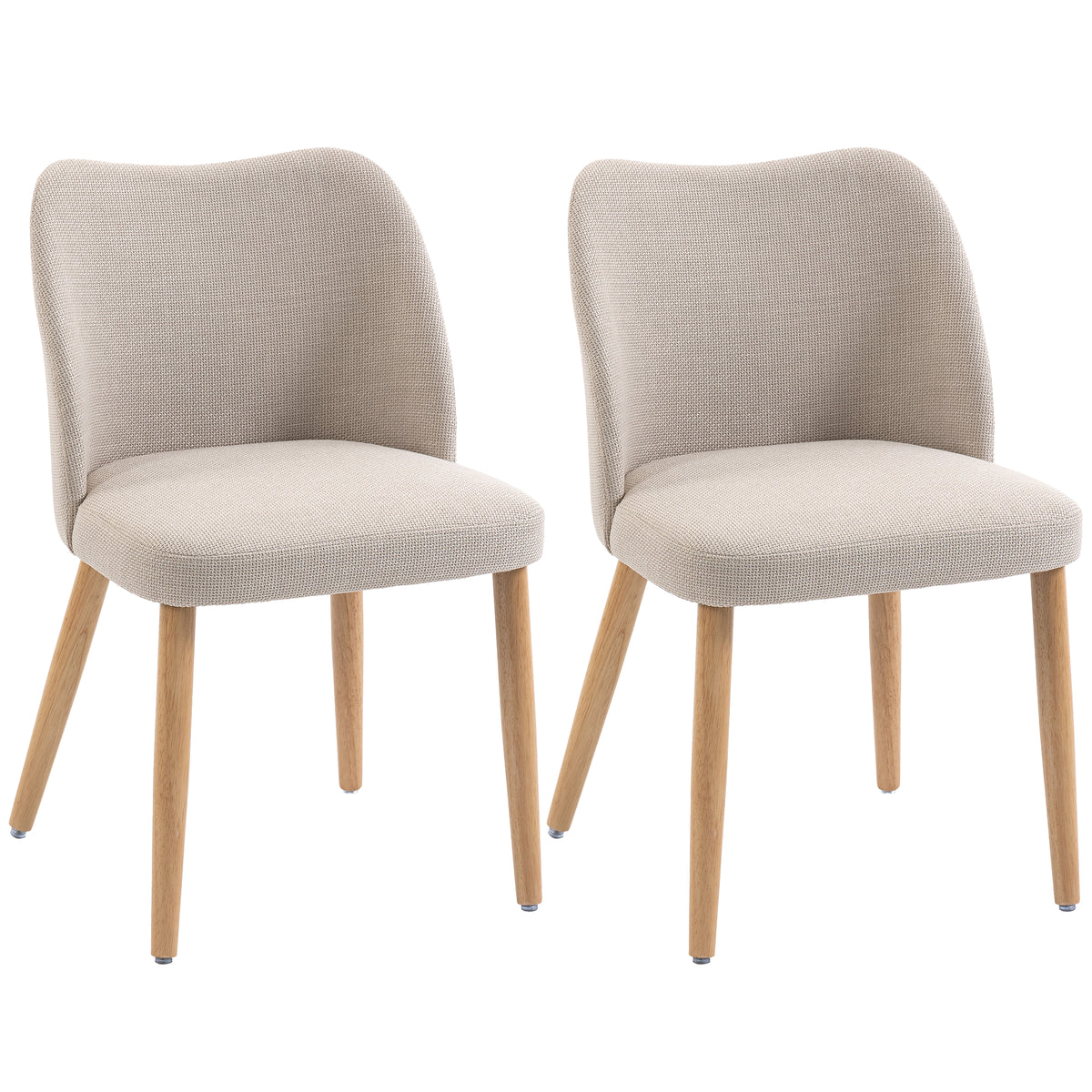 Dining chairs set of 2, upholstered kitchen chairs with linen look, for dining table, living room, cream white