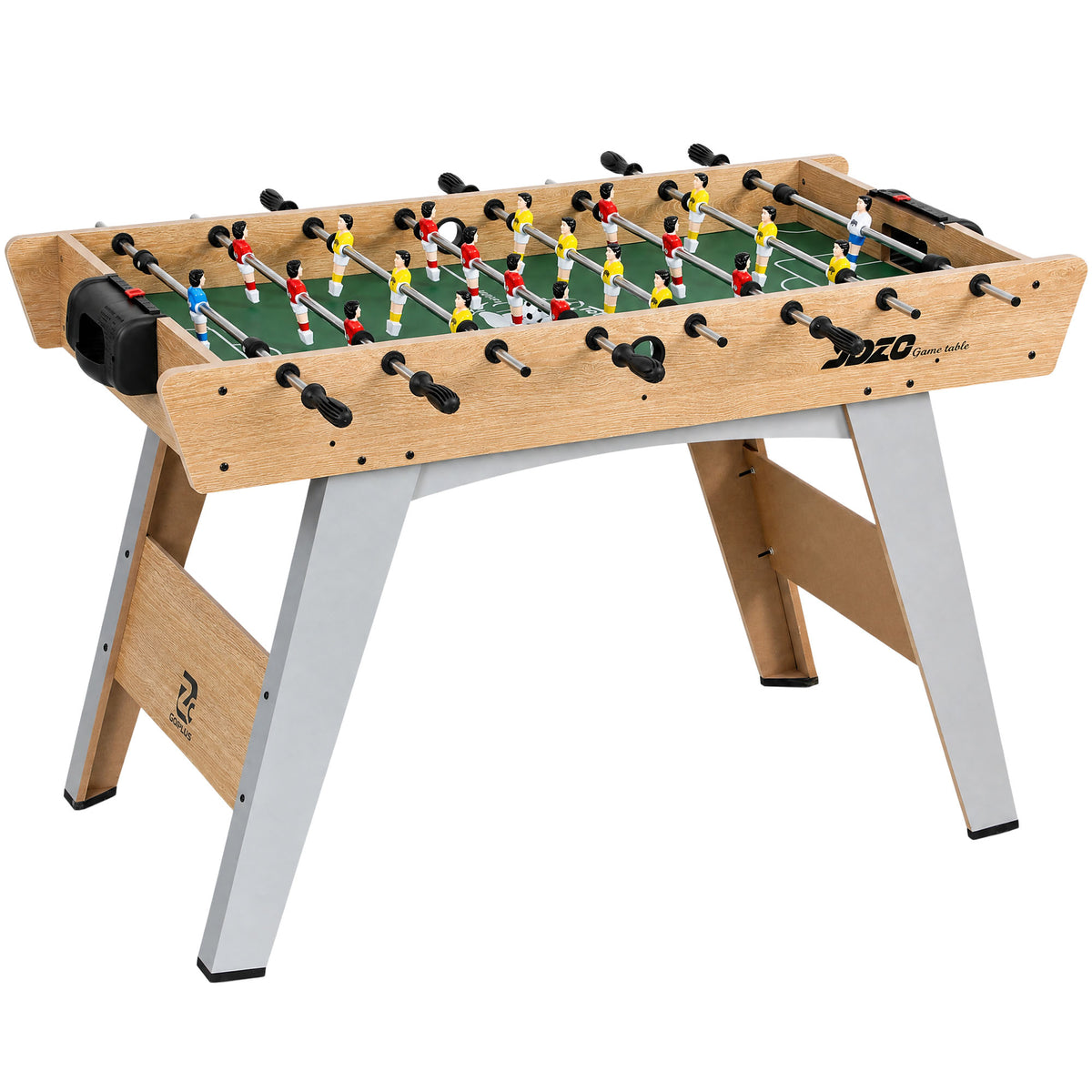 Foosball table incl. 22 players, 2 balls, non-slip handles, score counter, slanted legs, 121x87x77cm, natural