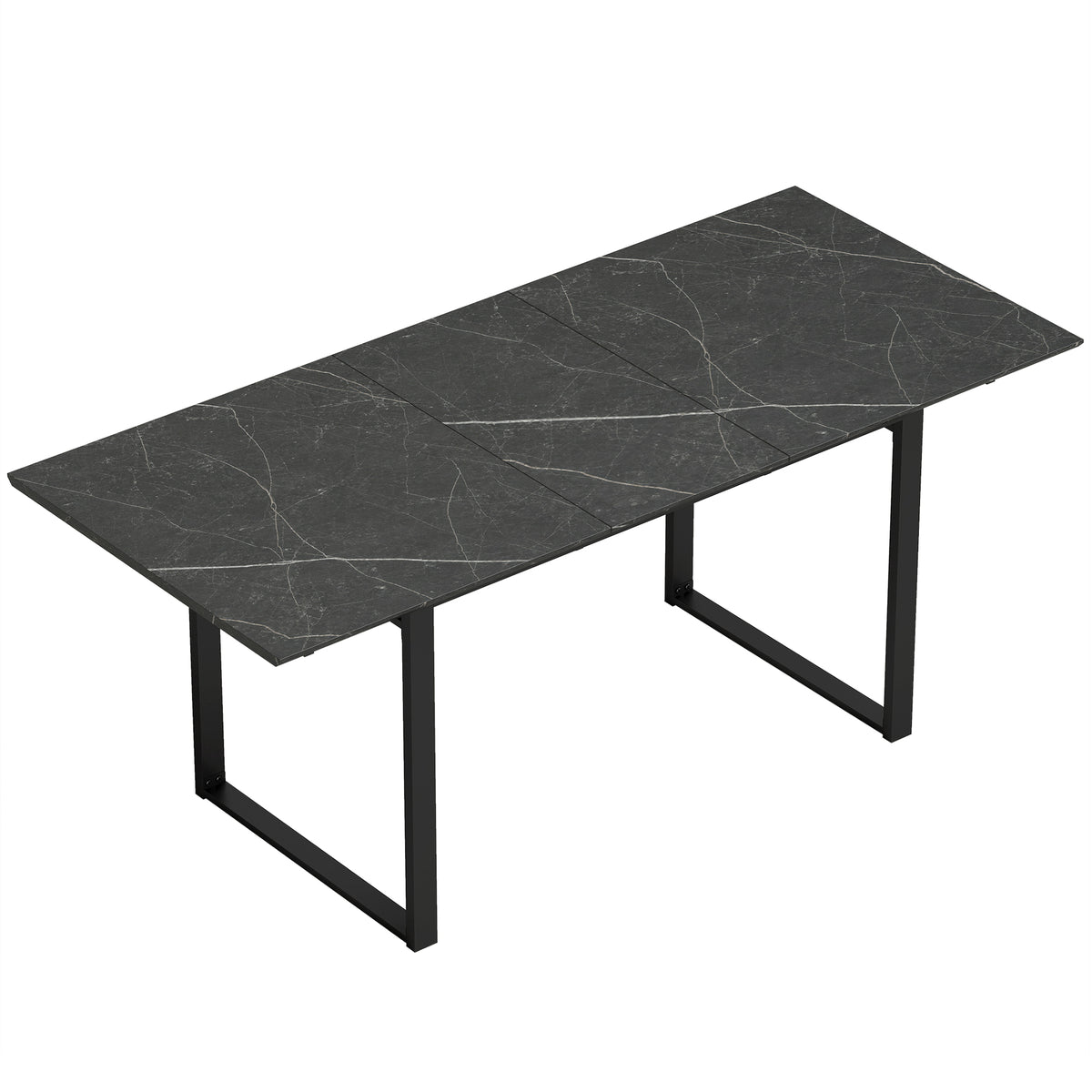 Extendable dining table 140-180 cm for 6-8 people, rectangular in industrial design with a steel frame, black