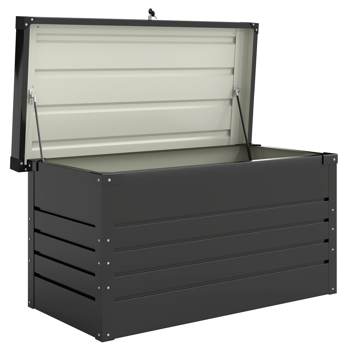 Metal Garden Box 350L Cushion Box with Double-Walled Lid 120 x 61 x 62 cm Waterproof Lockable Grey
