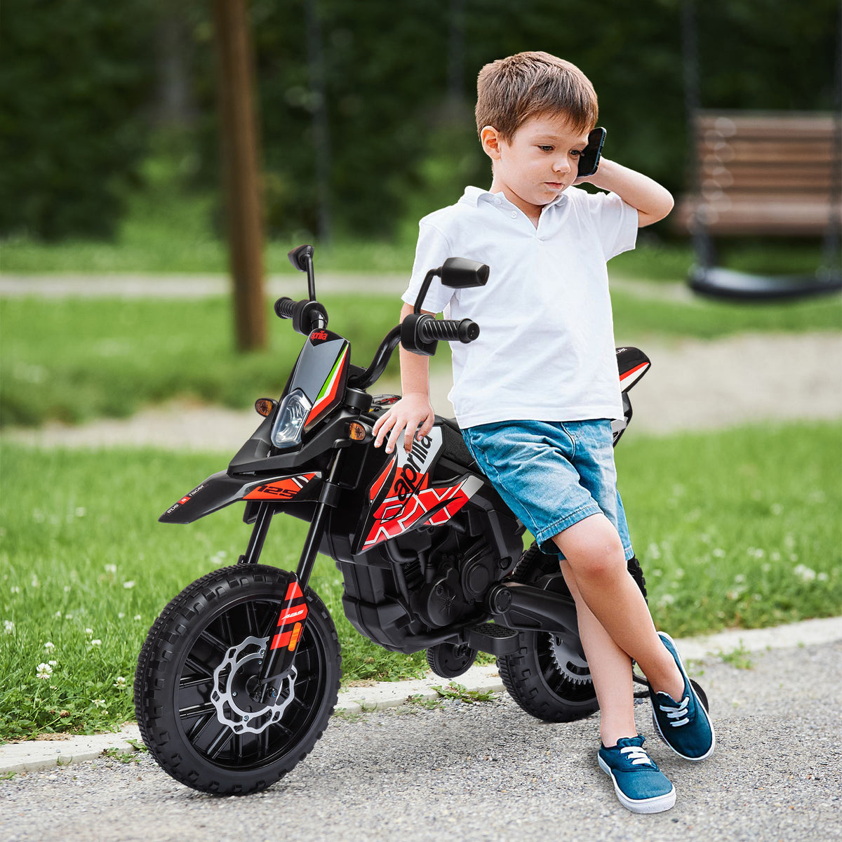 Electric motorcycle for kids, 12V electric motorcycle with 2 motors, training wheels, shock absorbers, 13-inch (2)