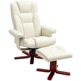 Recliner chair with footstool, faux leather, reclining backrest, up to 150 kg, cream white
