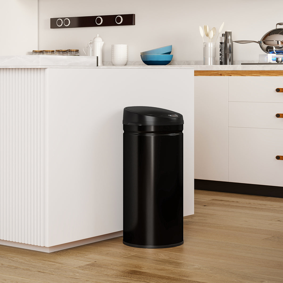 42-liter sensor trash can with soft-close function, touchless stainless steel waste bin for hygienic kitchens (2)
