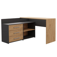 Set ECKSCHREIBTISCH DANY ANTHRAZIT / EICHE ARTISAN + Sessel DRIFT SCHWARZ – Produktabbildung 7