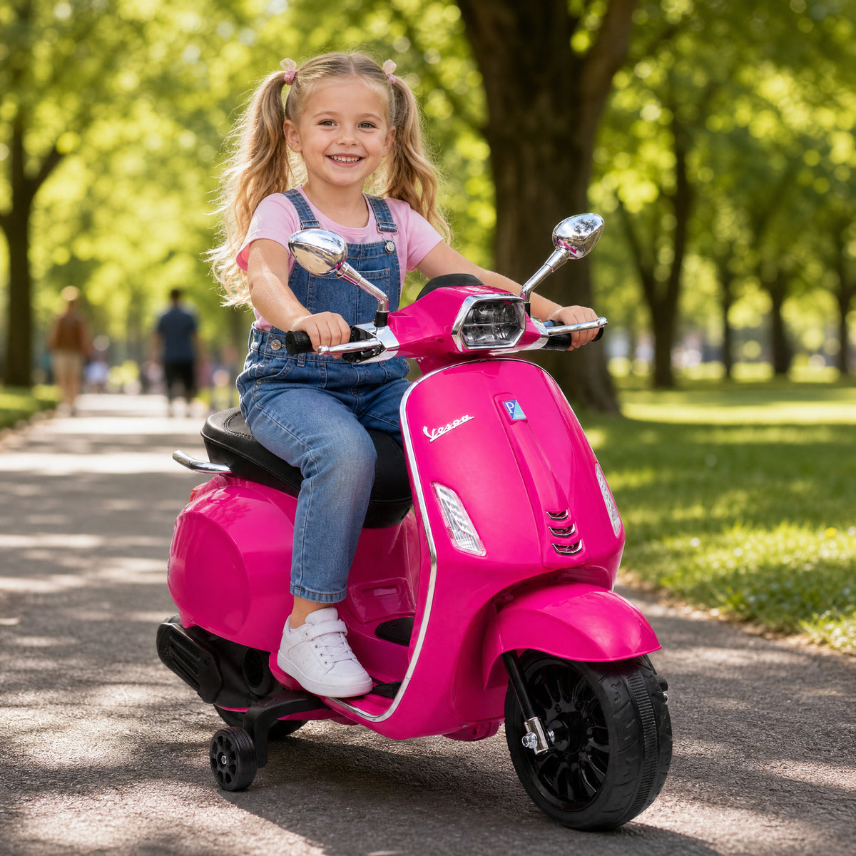 Electric children's motorcycle, Vespa, 3 km/h, 3-6 years, music, light & radio, pink (2)