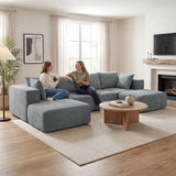 Modular corner sofa, U-shape sofa with wide and deep seat, 2 ottomans, dark gray (2)