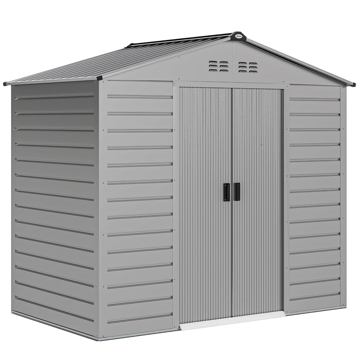 2.43 m² tool shed, 213 x 131 x 192 cm storage shed with gable roof, lockable sliding door, weatherproof, grey
