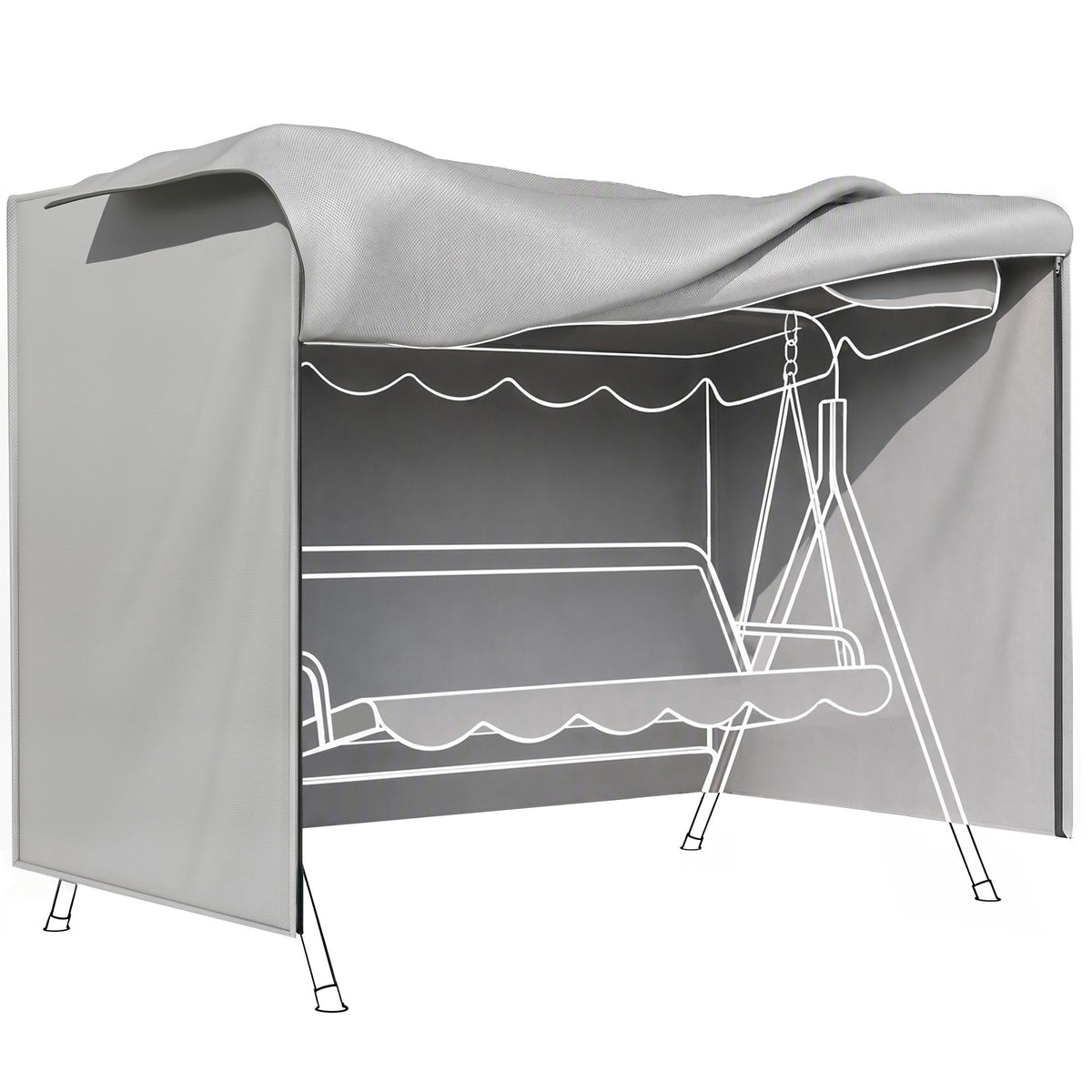Protective cover for garden swing, tear-resistant, weatherproof, Tex-Lock system, 205x124x164 cm, gray