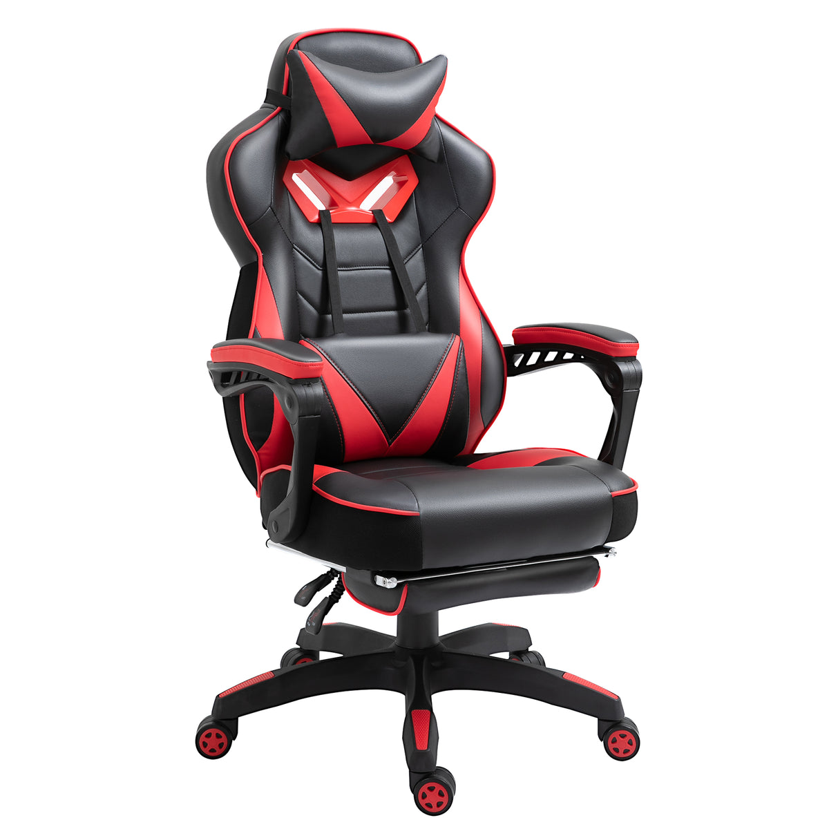 Ergonomic office chair, gaming chair, swivel chair with retractable footrest and adjustable backrest, foam + PU