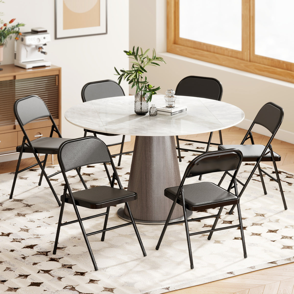 Set of 2 folding chairs, portable office chairs, steel legs, folding chair for office, reception, waiting room (2)