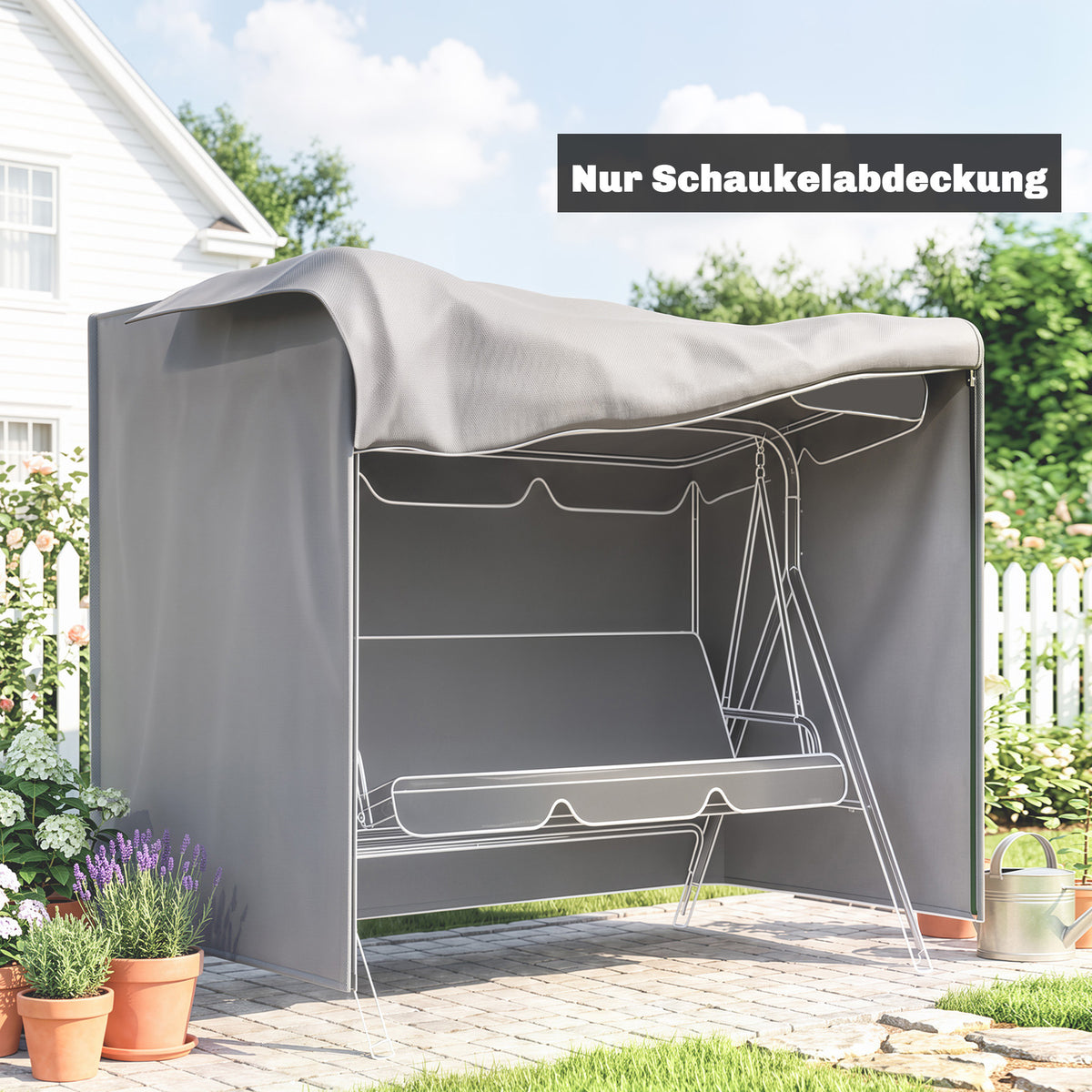 Protective cover for porch swing, tear-resistant, waterproof, dustproof, polyester, 177 x 114 x 152 cm, gray (2)