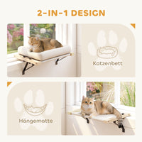 Cat house with mount for windowsills and radiators, cushion, wooden frame, white (5)