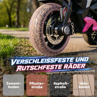 Electric children's motorcycle, lights & sounds, 3 km/h, rechargeable, plastic & metal, pink/white (6)