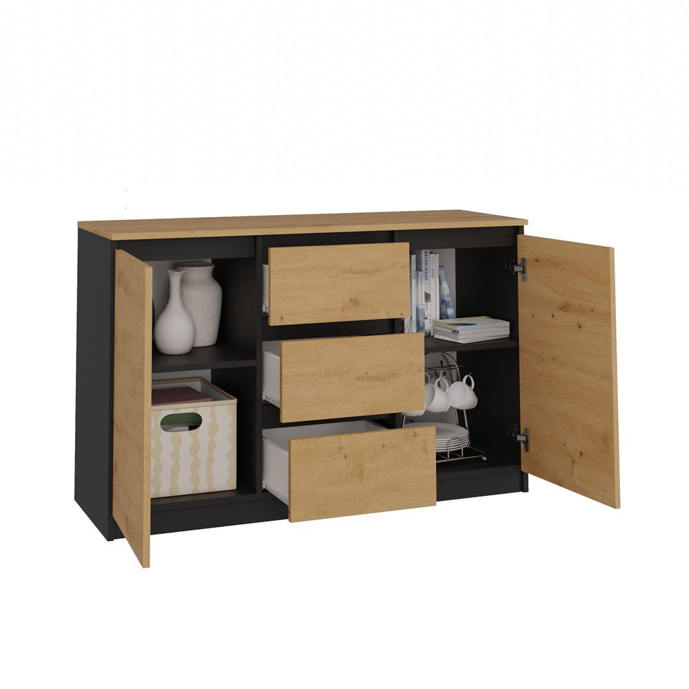Kommode Malwa 2D3S/BA ANTHRAZIT EICHE ARTISAN – Produktabbildung 4